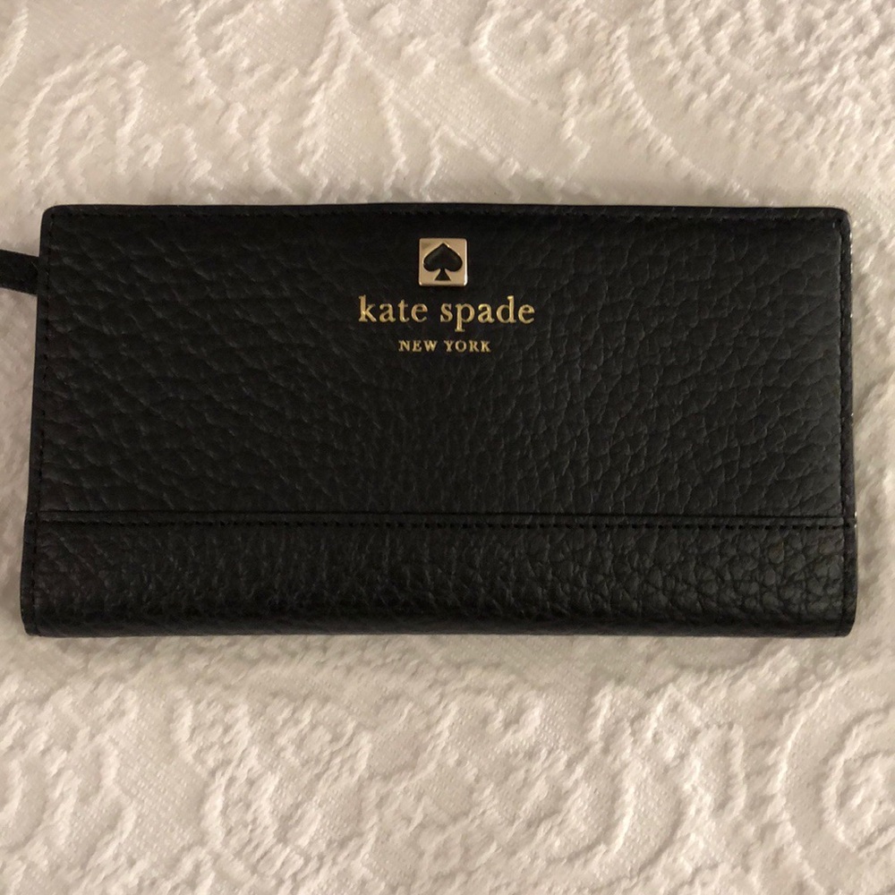 Black Kate Spade Wallet pebbled Leather New!